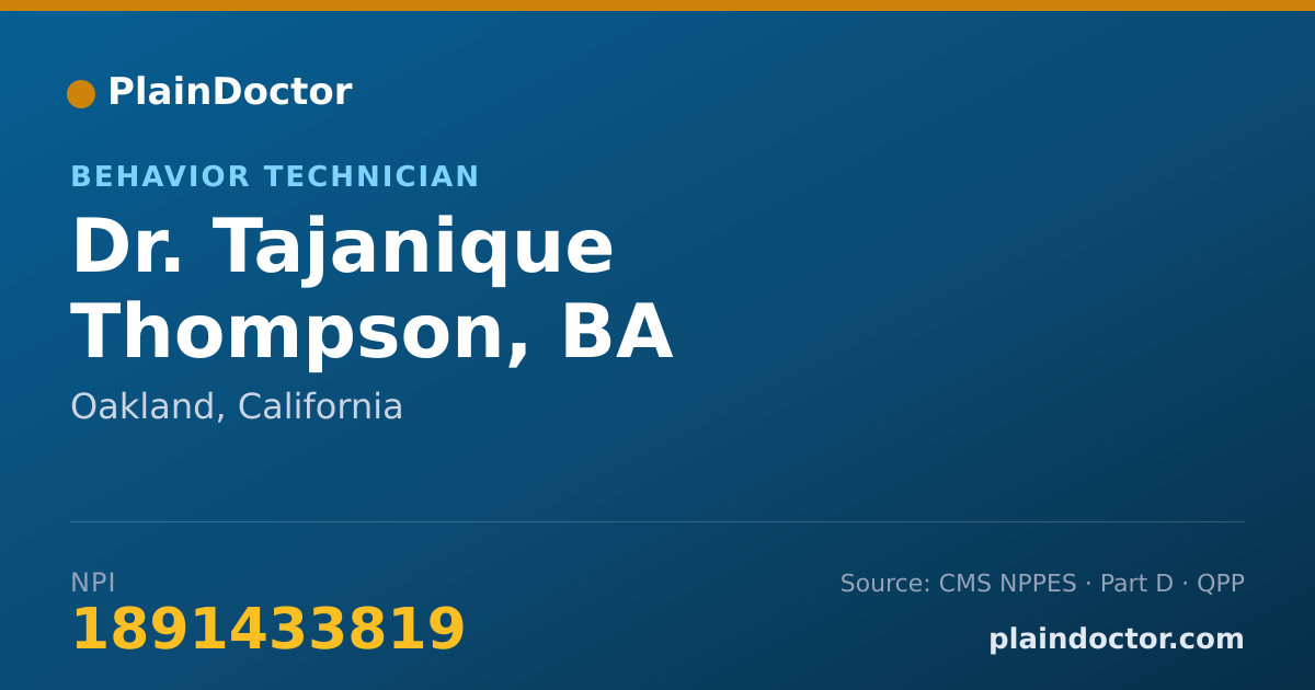 Shareable card for Tajanique Thompson, BA - Behavior Technician, Oakland, CA