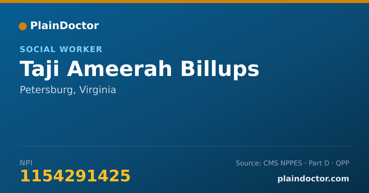 Shareable card for Taji Ameerah Billups - Social Worker, Petersburg, VA