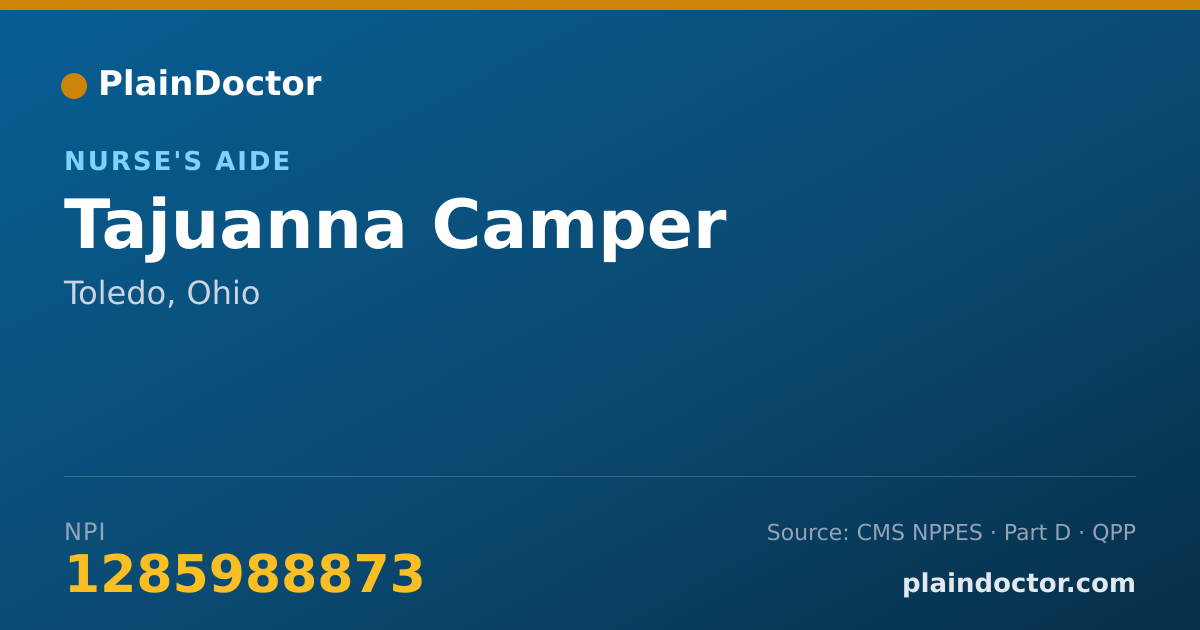 Shareable card for Tajuanna Camper - Nurse's Aide, Toledo, OH