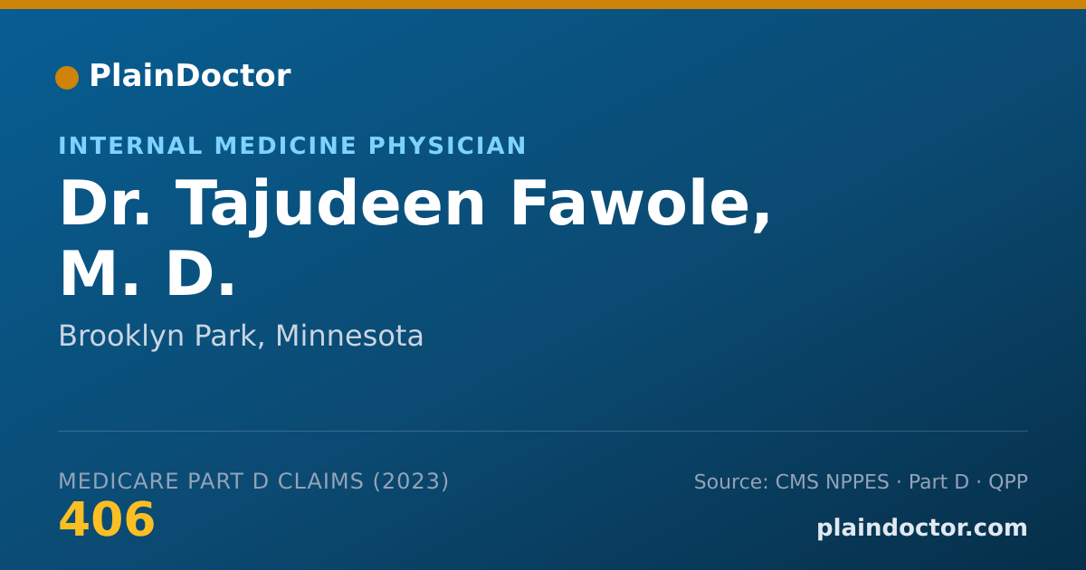 Shareable card for Tajudeen Fawole, M. D. - Internal Medicine Physician, Brooklyn Park, MN
