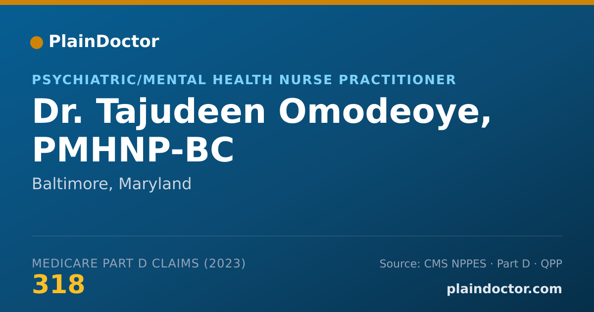 Shareable card for Tajudeen Omodeoye, PMHNP-BC - Psychiatric/Mental Health Nurse Practitioner, Baltimore, MD