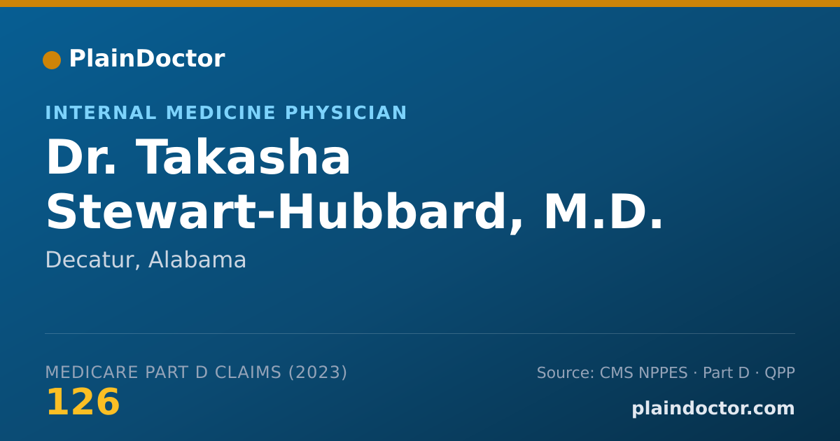 Shareable card for Takasha Stewart-Hubbard, M.D. - Internal Medicine Physician, Decatur, AL
