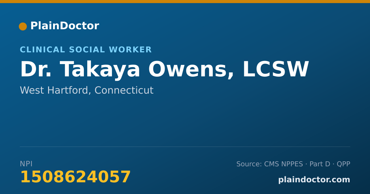 Shareable card for Takaya Owens, LCSW - Clinical Social Worker, West Hartford, CT
