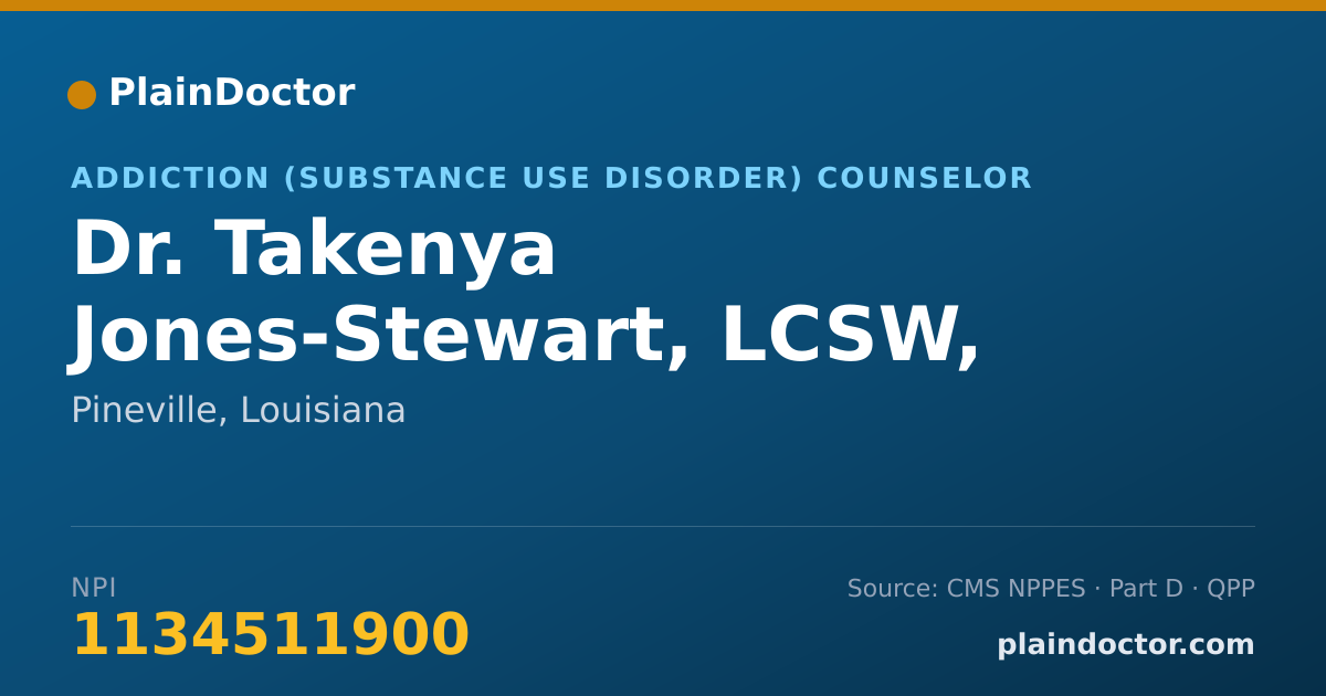 Shareable card for Takenya Jones-Stewart, LCSW, LAC - Addiction (Substance Use Disorder) Counselor, Pineville, LA