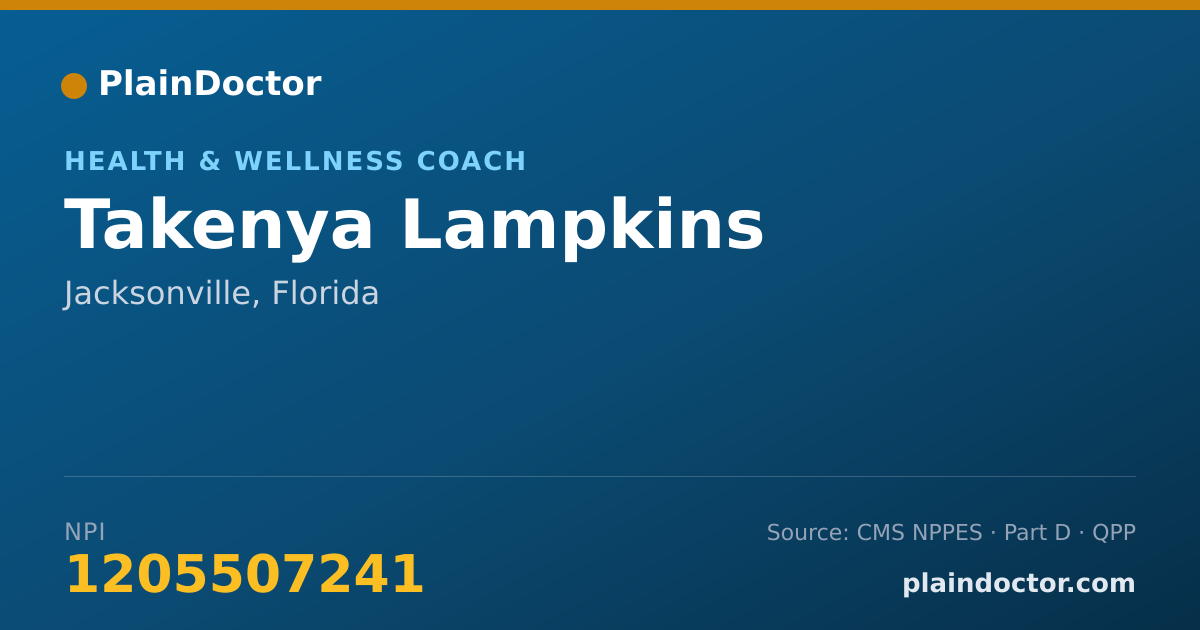 Shareable card for Takenya Lampkins - Health & Wellness Coach, Jacksonville, FL