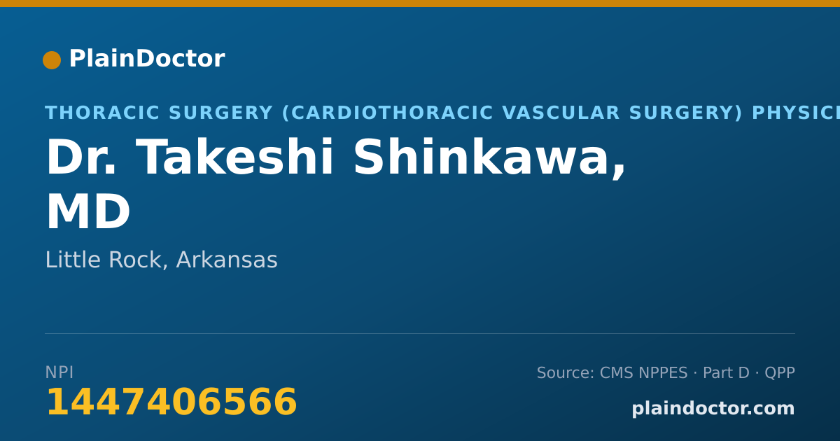 Shareable card for Takeshi Shinkawa, MD - Thoracic Surgery (Cardiothoracic Vascular Surgery) Physician, Little Rock, AR
