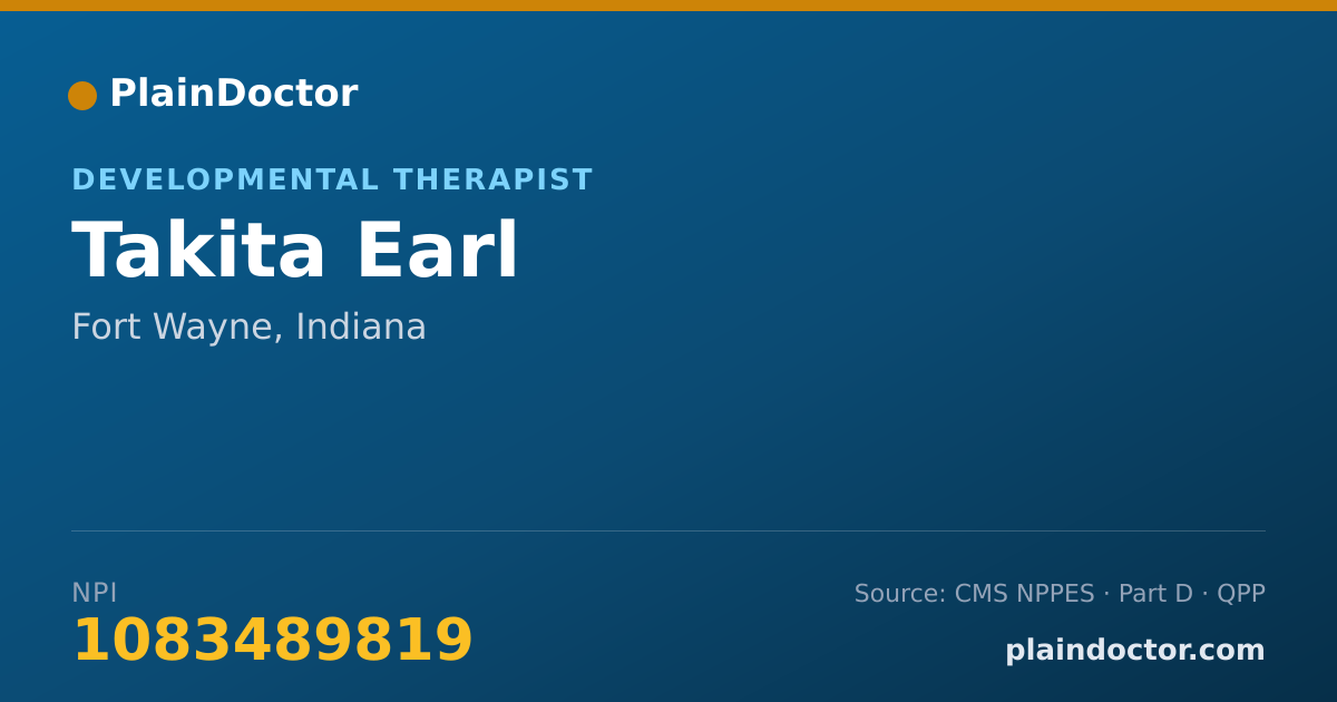 Shareable card for Takita Earl - Developmental Therapist, Fort Wayne, IN