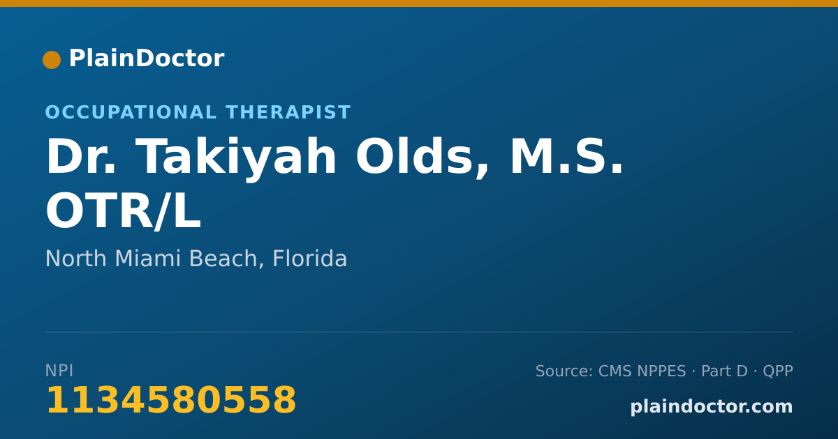 Shareable card for Takiyah Olds, M.S. OTR/L - Occupational Therapist, North Miami Beach, FL