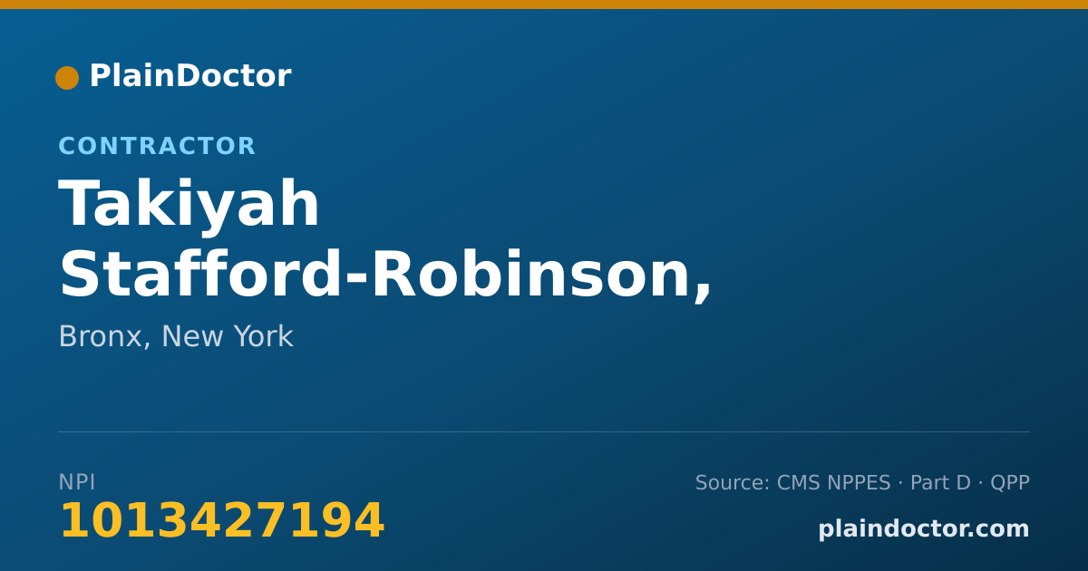 Shareable card for Takiyah Stafford-Robinson, M.S.ED - Contractor, Bronx, NY