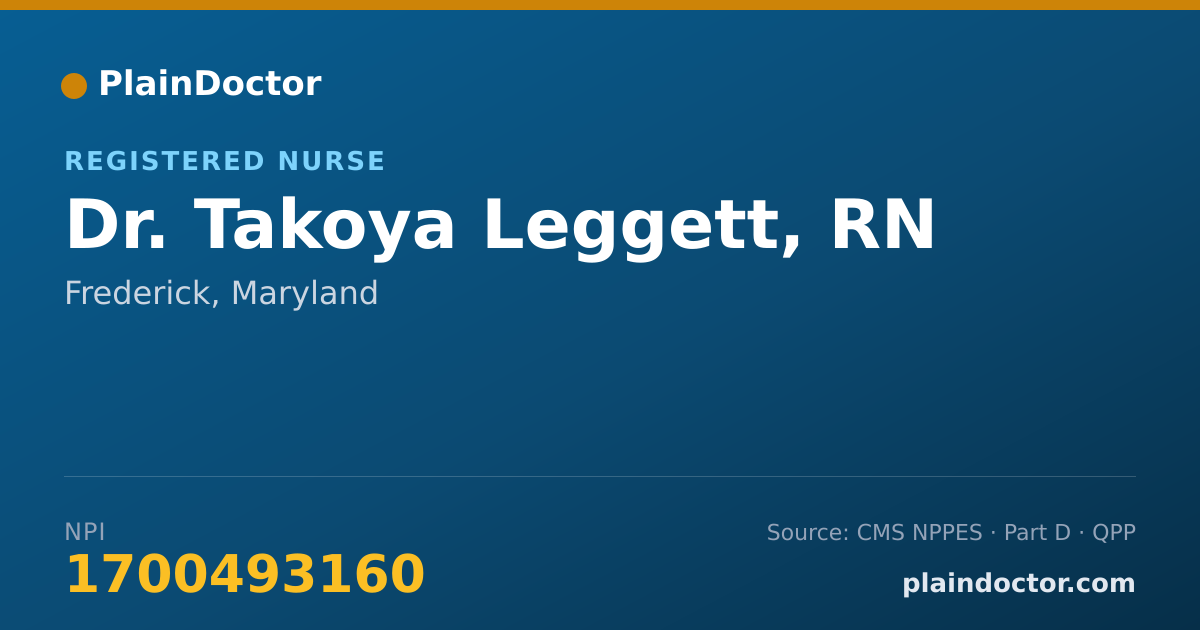 Shareable card for Takoya Leggett, RN - Registered Nurse, Frederick, MD