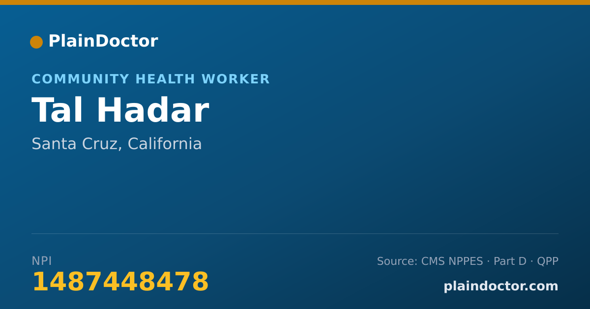 Shareable card for Tal Hadar - Community Health Worker, Santa Cruz, CA