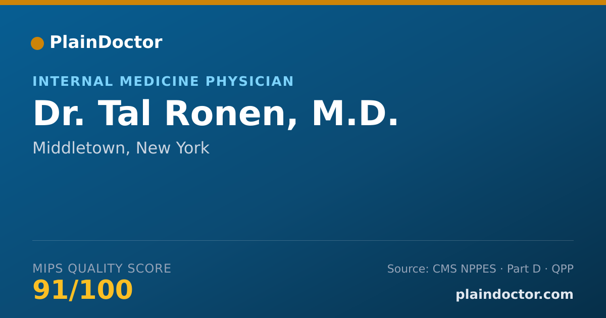 Shareable card for Tal Ronen, M.D. - Internal Medicine Physician, Middletown, NY