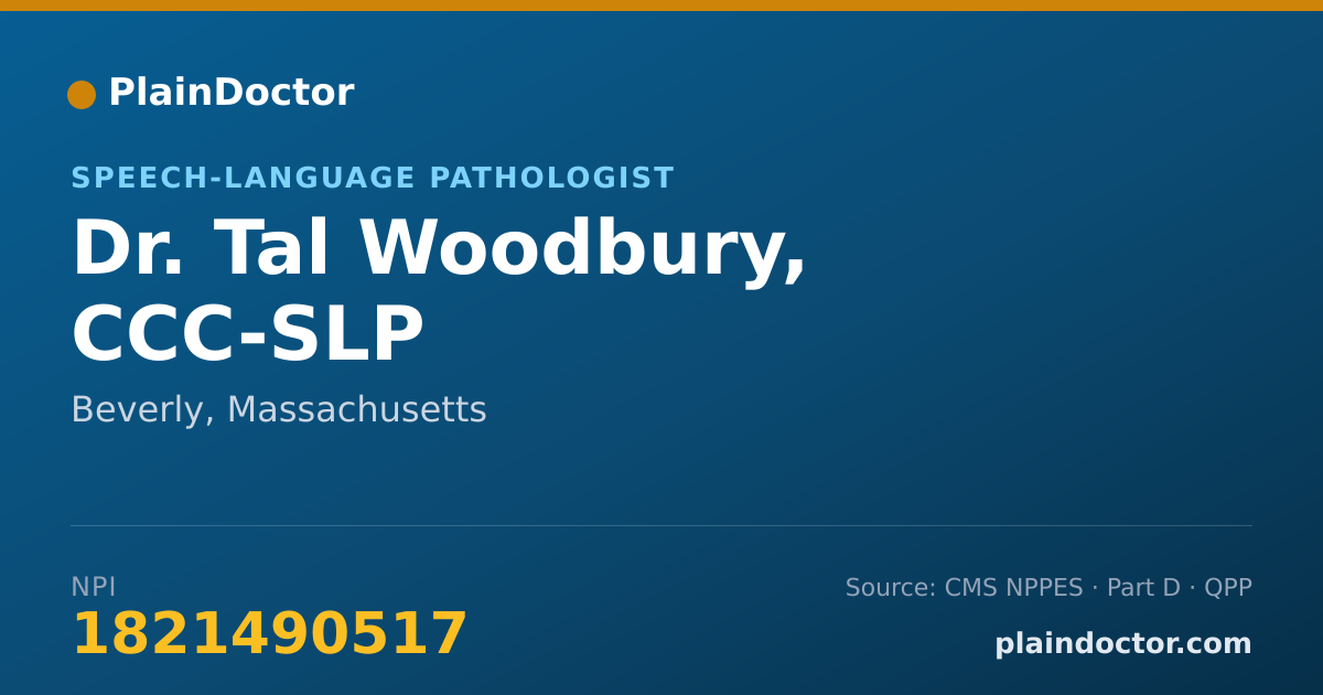 Shareable card for Tal Woodbury, CCC-SLP - Speech-Language Pathologist, Beverly, MA