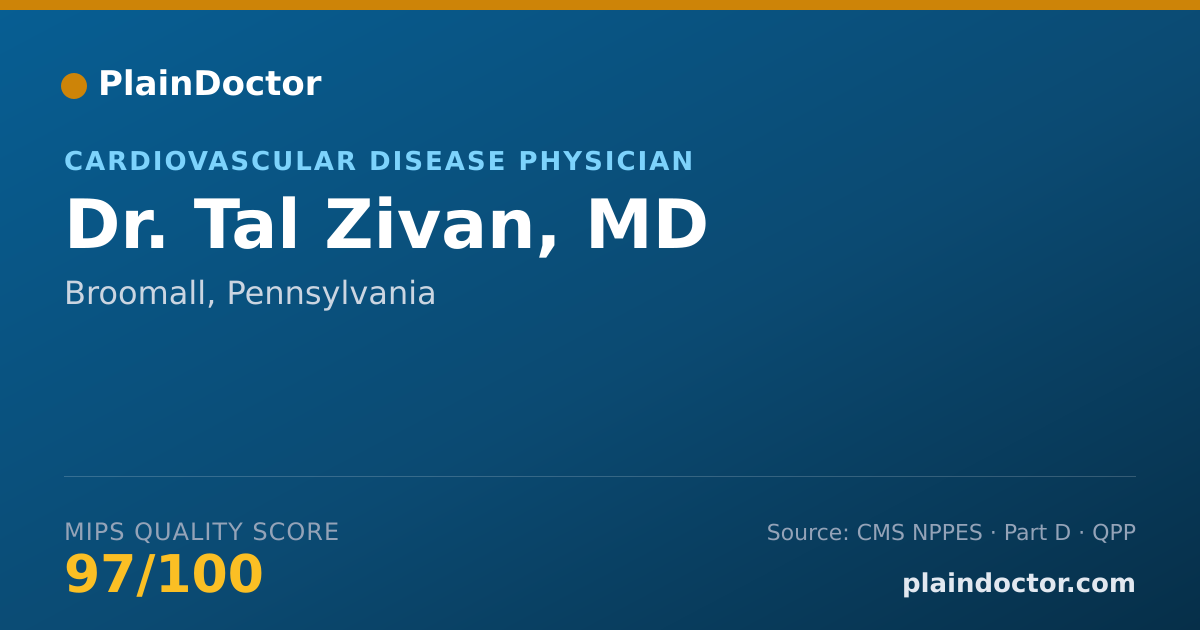 Shareable card for Tal Zivan, MD - Cardiovascular Disease Physician, Broomall, PA
