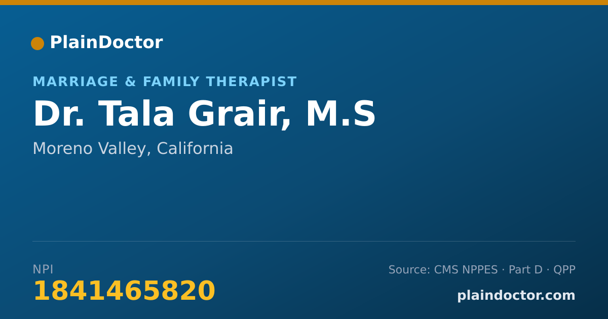Shareable card for Tala Grair, M.S - Marriage & Family Therapist, Moreno Valley, CA