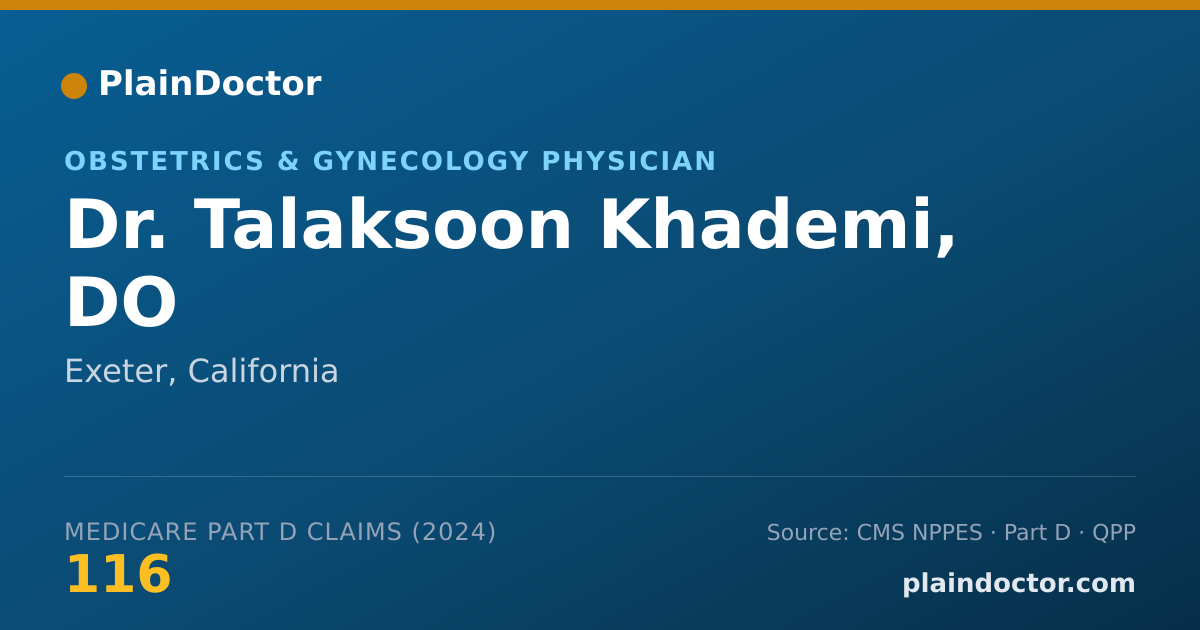 Shareable card for Talaksoon Khademi, DO - Obstetrics & Gynecology Physician, Exeter, CA