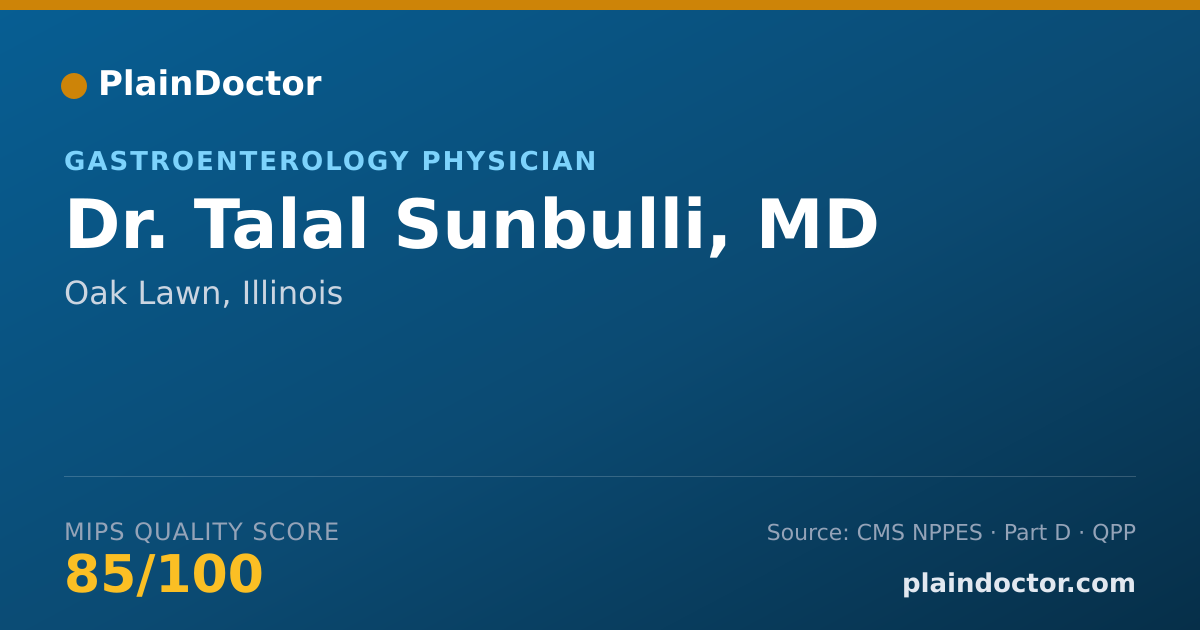 Shareable card for Talal Sunbulli, MD - Gastroenterology Physician, Oak Lawn, IL