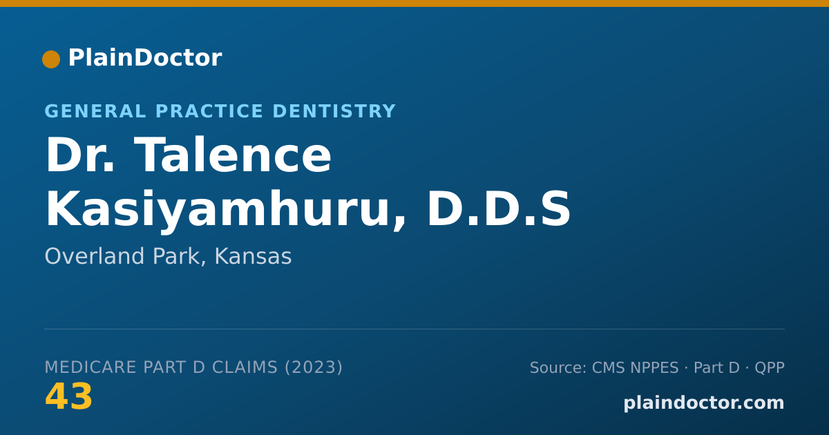 Shareable card for Talence Kasiyamhuru, D.D.S - General Practice Dentistry, Overland Park, KS