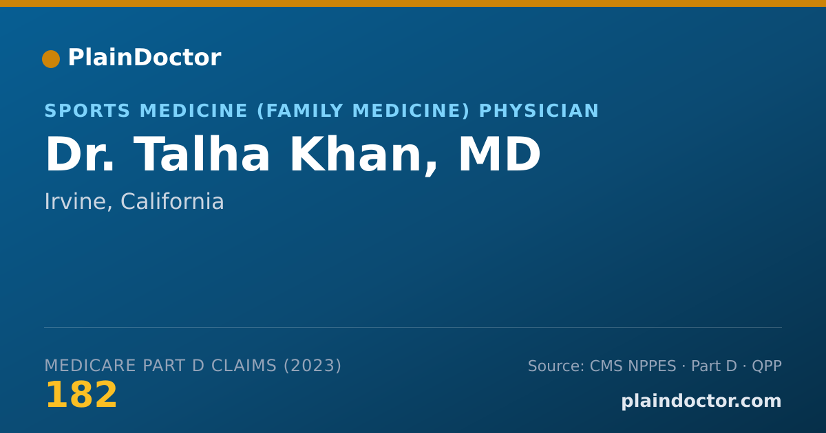 Shareable card for Talha Khan, MD - Sports Medicine (Family Medicine) Physician, Irvine, CA