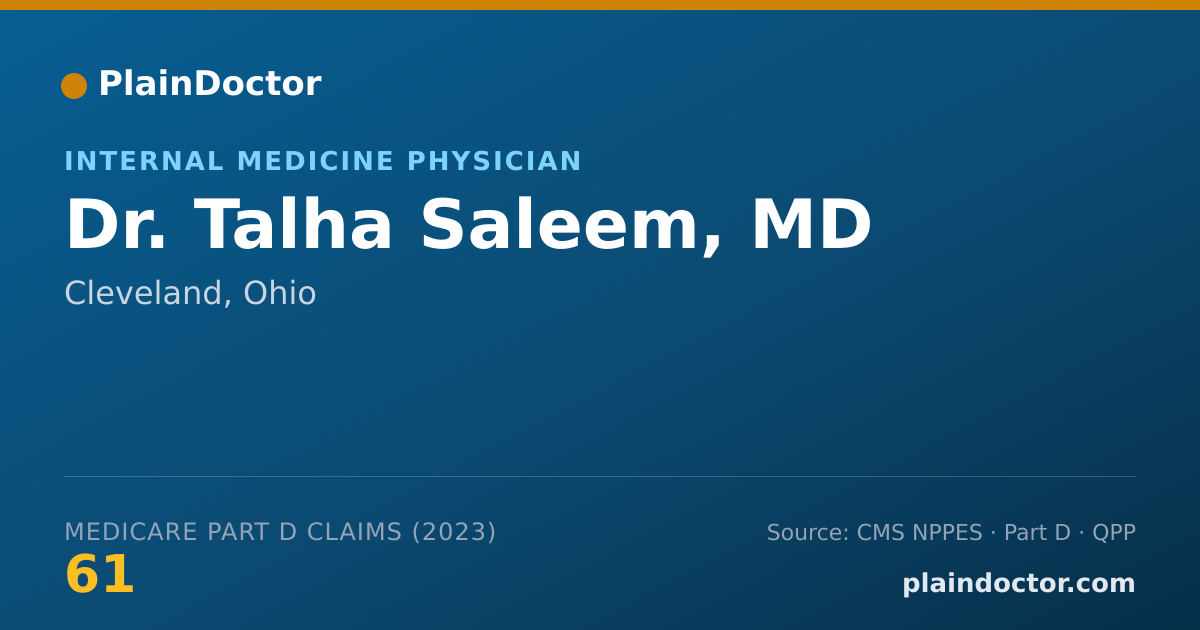 Shareable card for Talha Saleem, MD - Internal Medicine Physician, Cleveland, OH