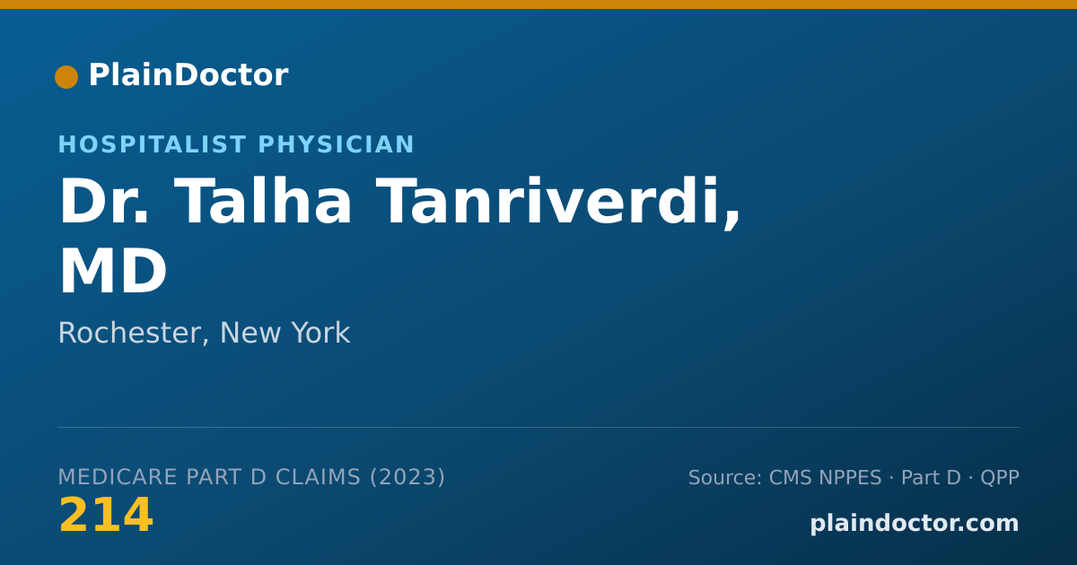 Shareable card for Talha Tanriverdi, MD - Hospitalist Physician, Rochester, NY