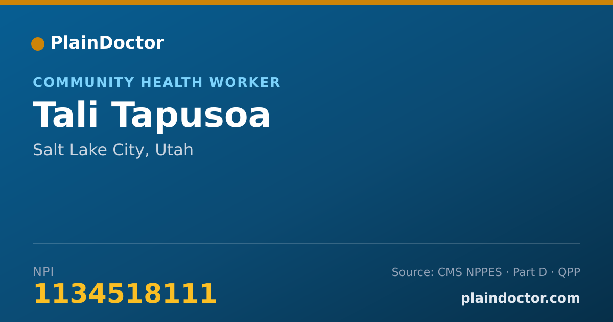 Shareable card for Tali Tapusoa - Community Health Worker, Salt Lake City, UT