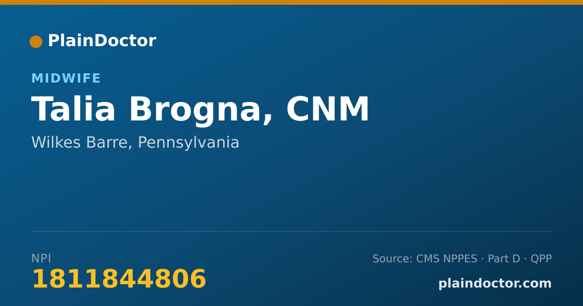 Shareable card for Talia Brogna, CNM - Advanced Practice Midwife, Wilkes Barre, PA