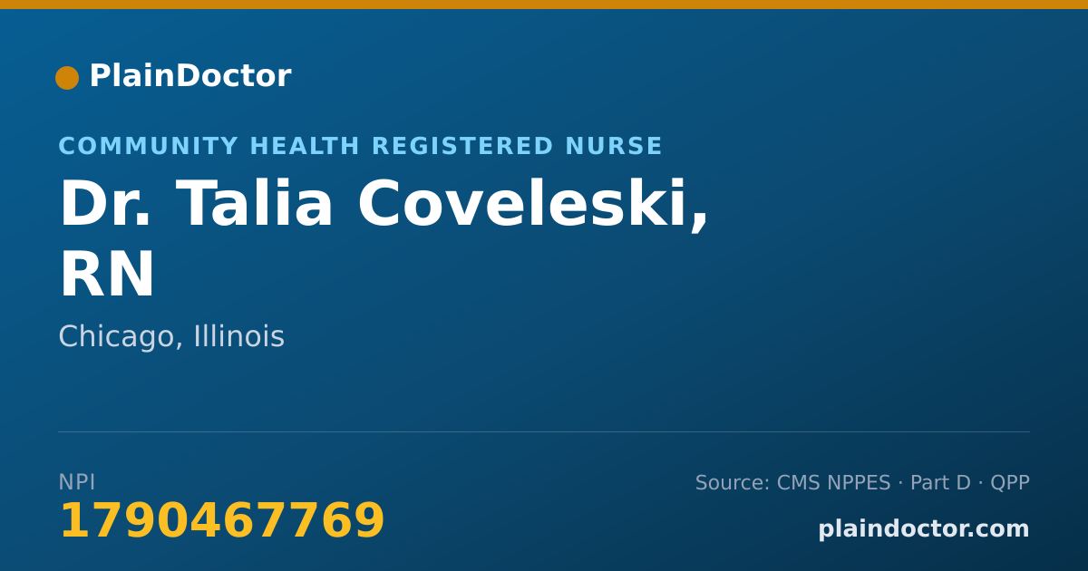 Shareable card for Talia Coveleski, RN - Community Health Registered Nurse, Chicago, IL