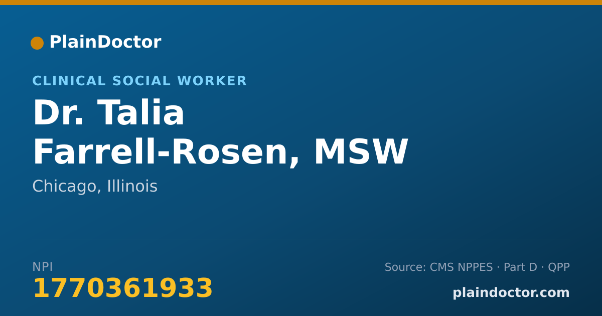 Shareable card for Talia Farrell-Rosen, MSW - Clinical Social Worker, Chicago, IL