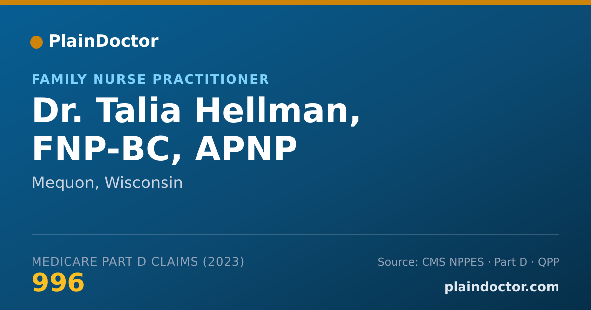 Shareable card for Talia Hellman, FNP-BC, APNP - Family Nurse Practitioner, Mequon, WI