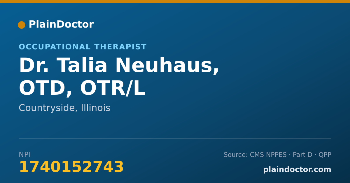Shareable card for Talia Neuhaus, OTD, OTR/L - Occupational Therapist, Countryside, IL