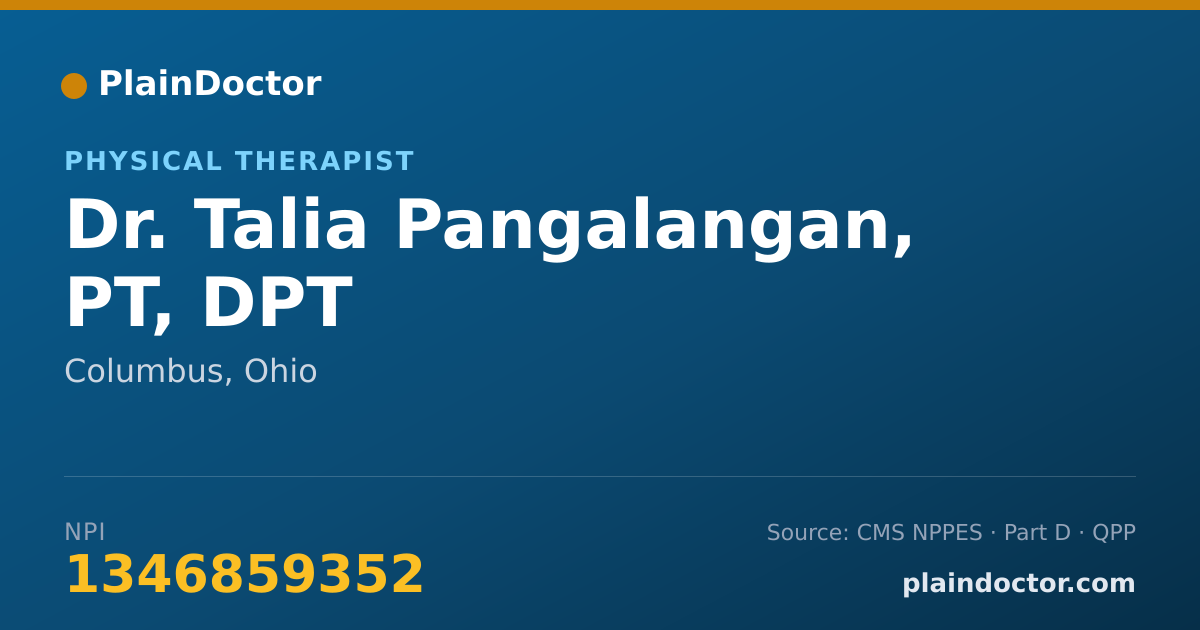 Shareable card for Talia Pangalangan, PT, DPT - Physical Therapist, Columbus, OH