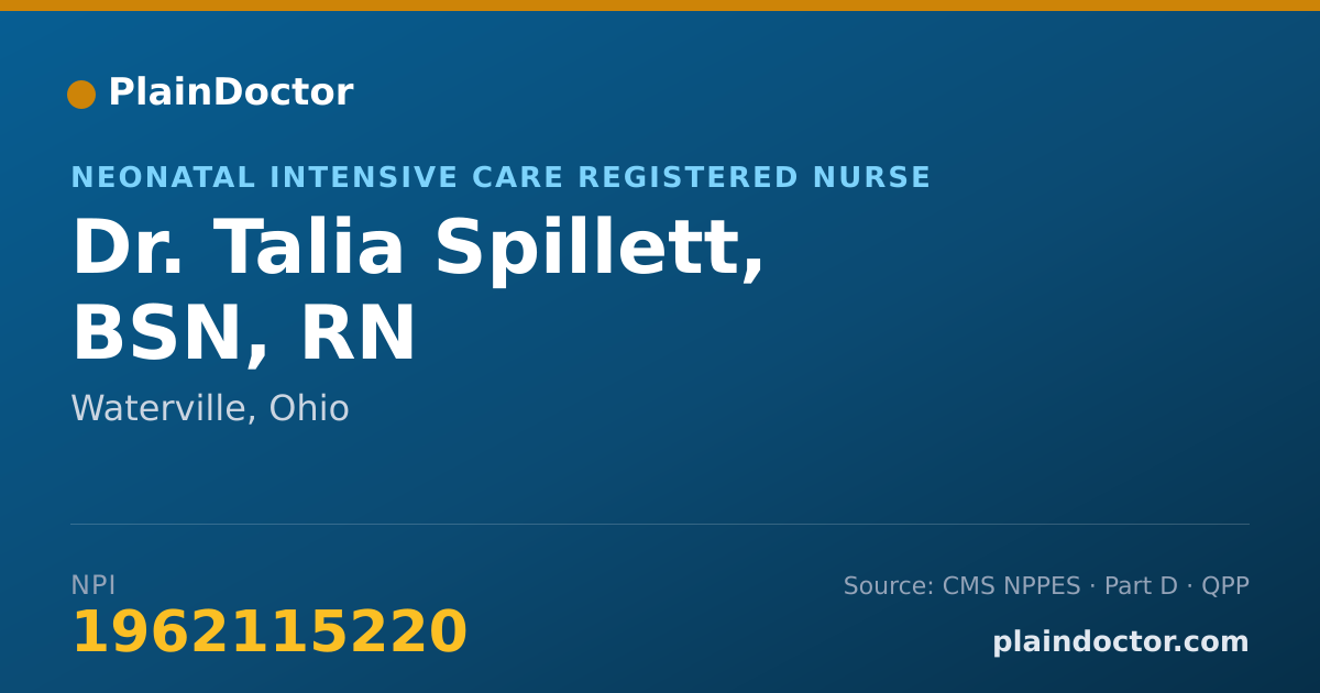 Shareable card for Talia Spillett, BSN, RN - Neonatal Intensive Care Registered Nurse, Waterville, OH