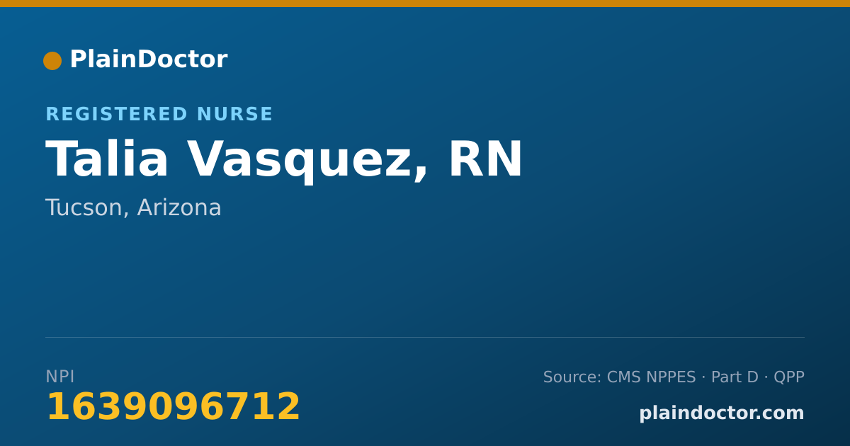 Shareable card for Talia Vasquez, RN - Registered Nurse, Tucson, AZ