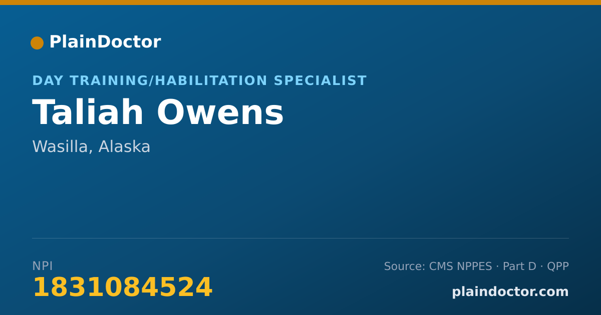 Shareable card for Taliah Owens - Day Training/Habilitation Specialist, Wasilla, AK