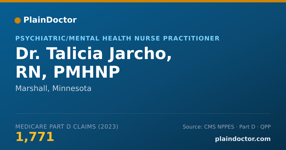 Shareable card for Talicia Jarcho, RN, PMHNP - Psychiatric/Mental Health Nurse Practitioner, Marshall, MN