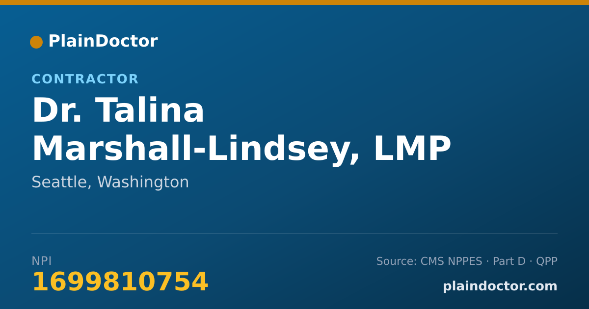 Shareable card for Talina Marshall-Lindsey, LMP - Contractor, Seattle, WA