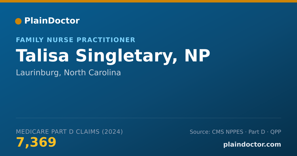 Shareable card for Talisa Singletary, NP - Primary Care Nurse Practitioner, Laurinburg, NC