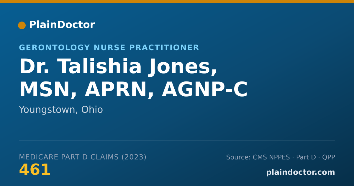 Shareable card for Talishia Jones, MSN, APRN, AGNP-C - Gerontology Nurse Practitioner, Youngstown, OH