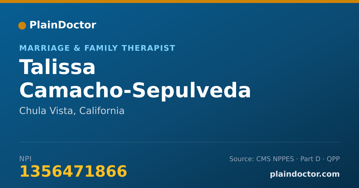 Shareable card for Talissa Camacho-Sepulveda - Marriage & Family Therapist, Chula Vista, CA