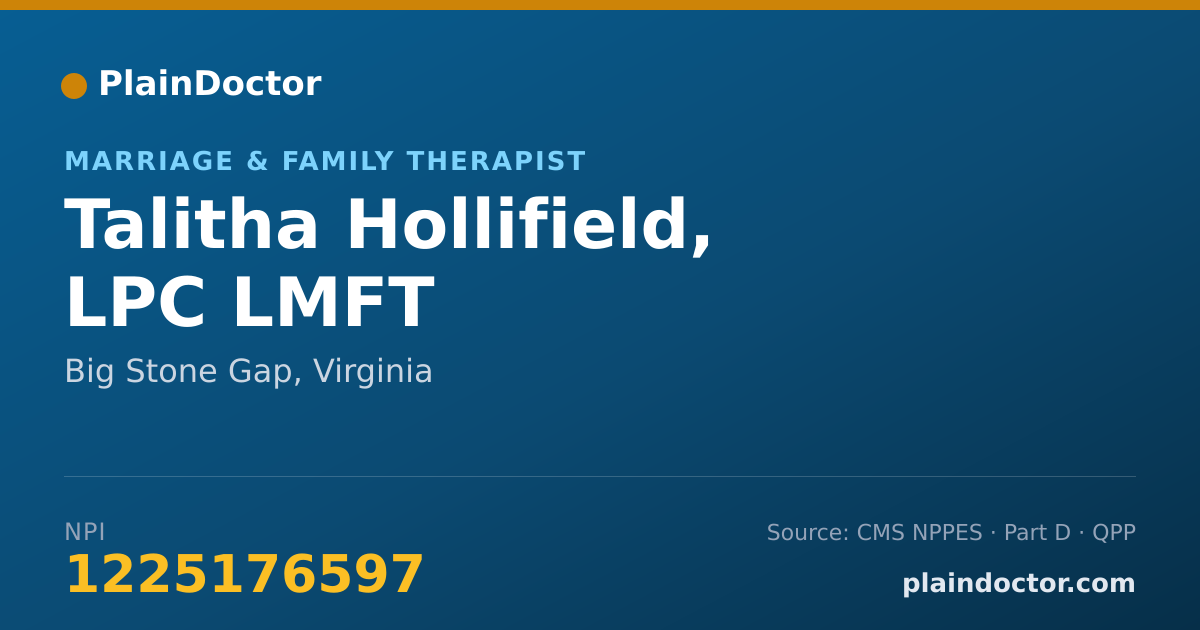 Shareable card for Talitha Hollifield, LPC LMFT - Marriage & Family Therapist, Big Stone Gap, VA