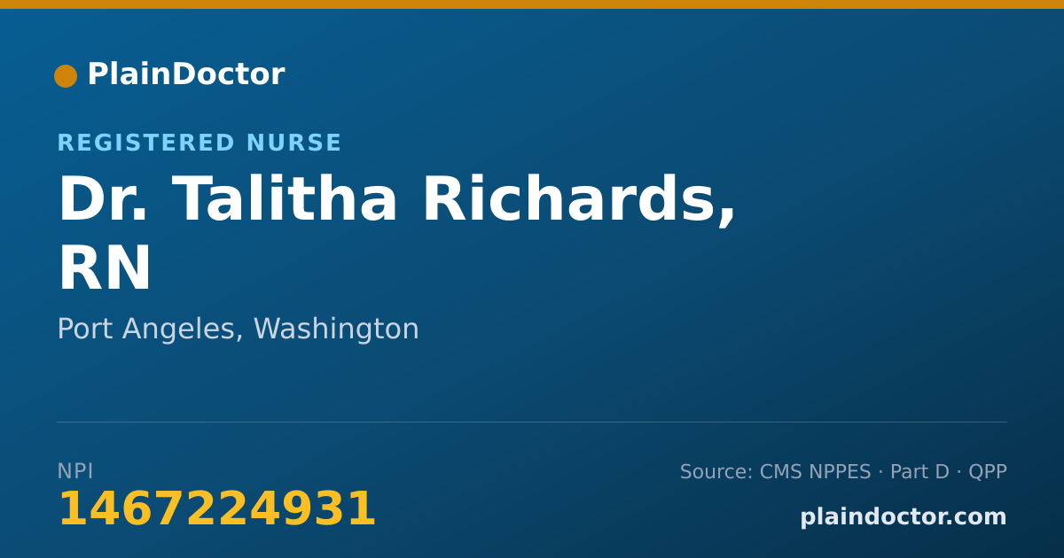 Shareable card for Talitha Richards, RN - Registered Nurse, Port Angeles, WA