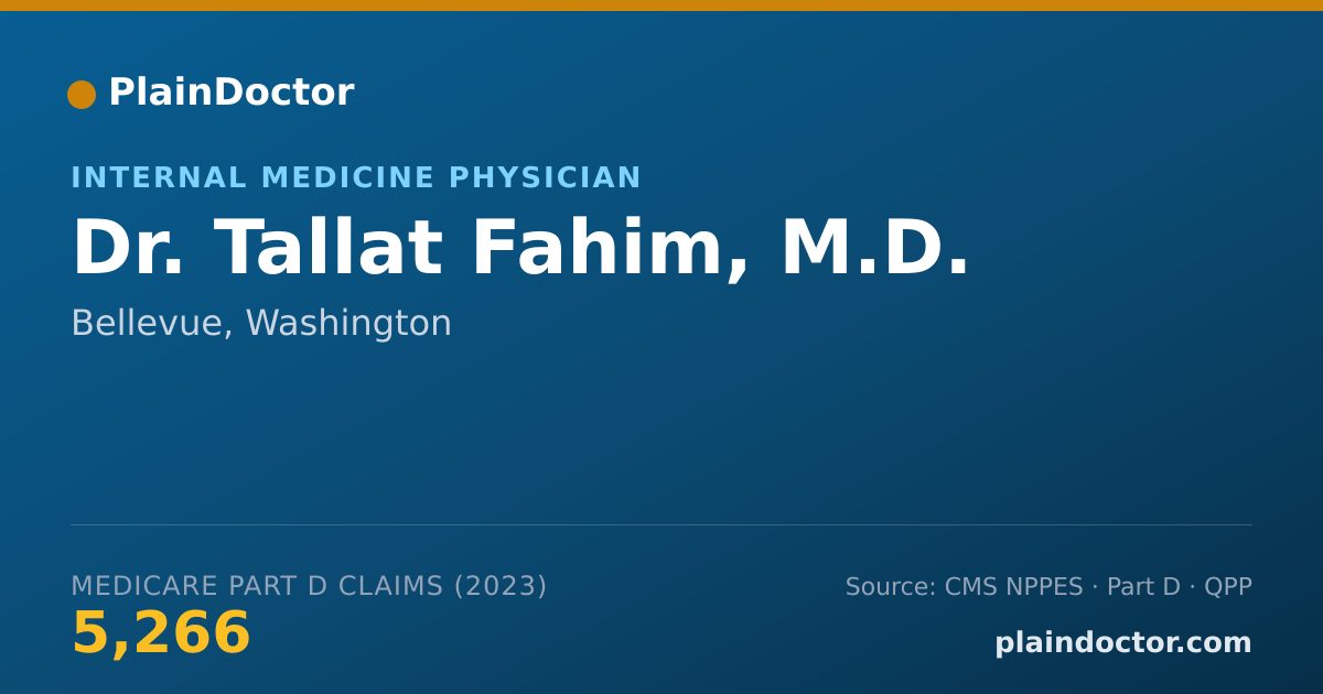 Shareable card for Tallat Fahim, M.D. - Internal Medicine Physician, Bellevue, WA