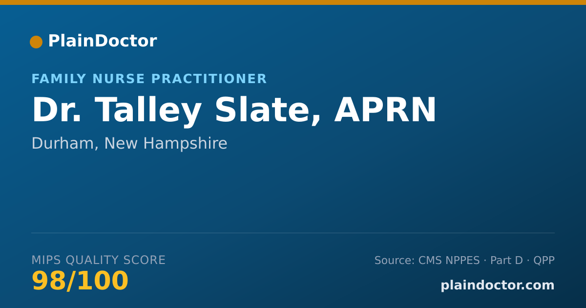 Shareable card for Talley Slate, APRN - Family Nurse Practitioner, Durham, NH