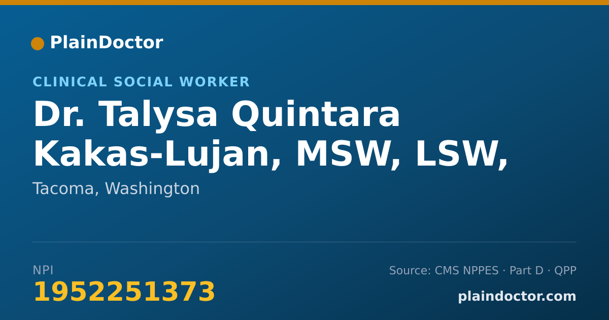 Shareable card for Talysa Quintara Kakas-Lujan, MSW, LSW, LSWAIC - Clinical Social Worker, Tacoma, WA