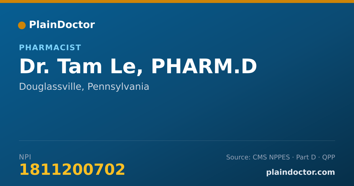 Shareable card for Tam Le, PHARM.D - Pharmacist, Douglassville, PA