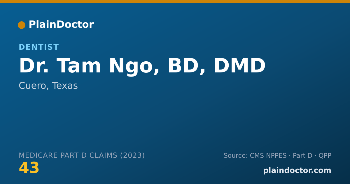 Shareable card for Tam Ngo, BD, DMD - Dentist, Cuero, TX
