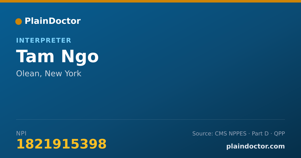Shareable card for Tam Ngo - Interpreter, Olean, NY