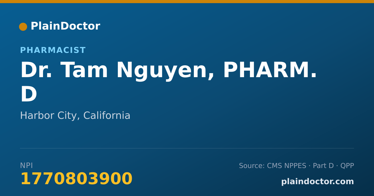 Shareable card for Tam Nguyen, PHARM. D - Pharmacist, Harbor City, CA