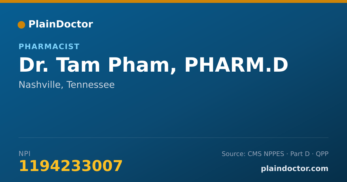 Shareable card for Tam Pham, PHARM.D - Pharmacist, Nashville, TN
